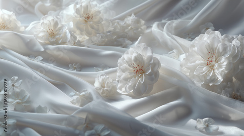 綺麗な布と花の背景、イメージ