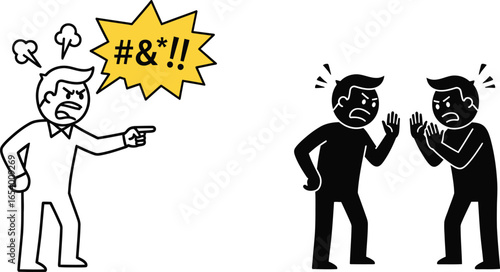 Angry conflict management illustration vector design concept