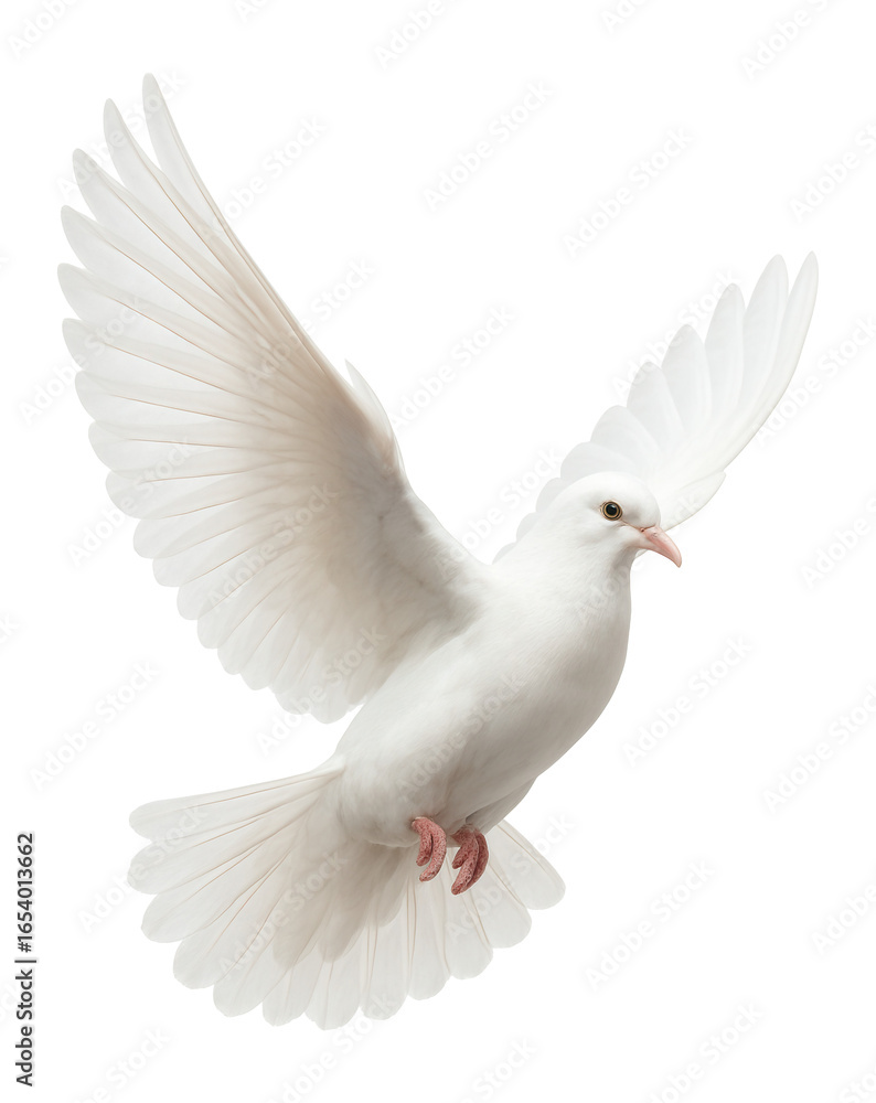 Obraz premium White dove with outstretched wings.