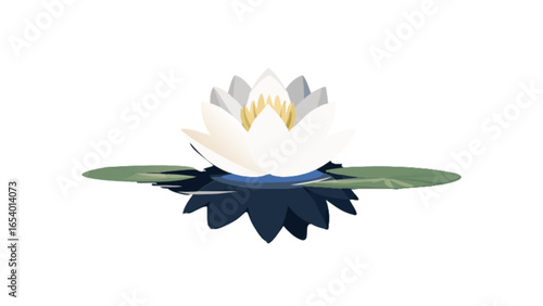 Beautiful white water lily flower vector illustration for botanical designs and floral art projects online use