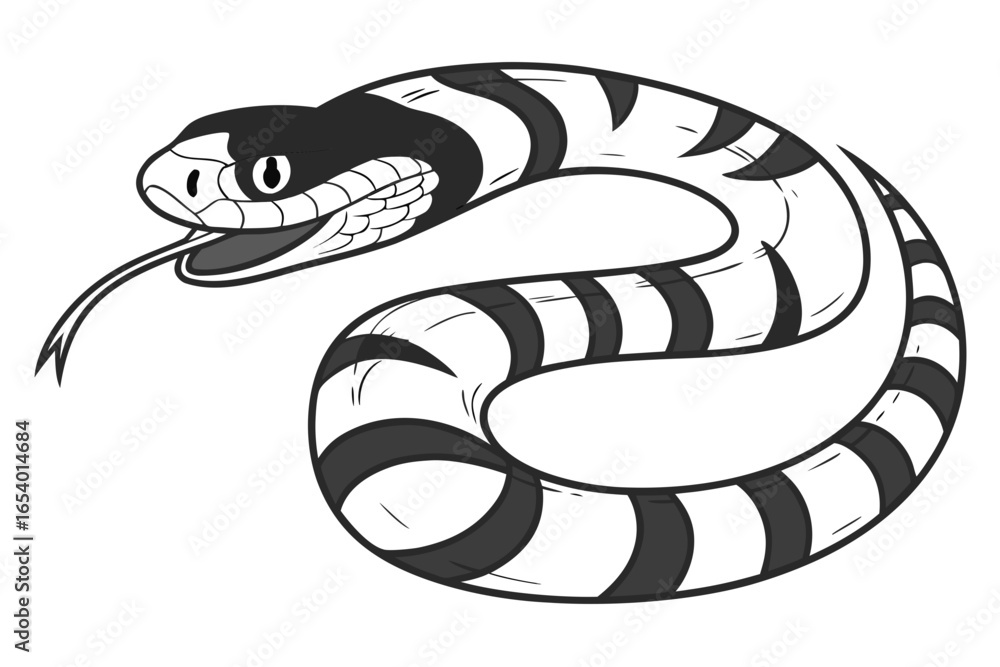 Naklejka premium Isolated on white background, a snake with tongue out illustration