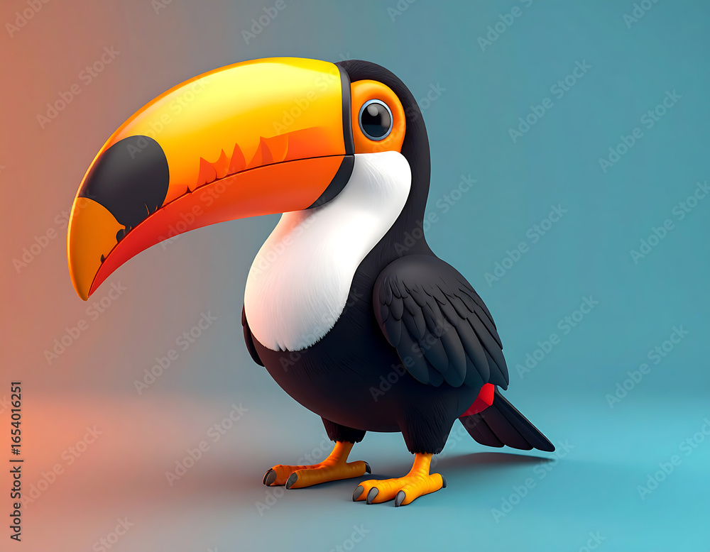 Naklejka premium Charming Firefly toucan with playful textures and vibrant colors in stylized setting