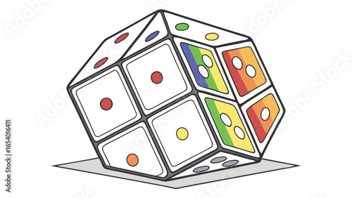 Explore the colorful dodecahedron dice game illustration for educational and recreational activities now today