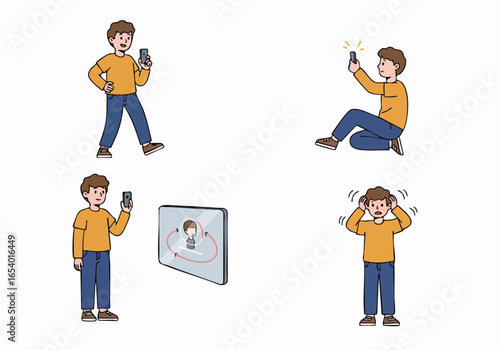 Young man navigating social media, selfies, and the emotional toll of online self-image.