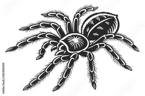 Detailed vector illustration of a tarantula isolated on white background
