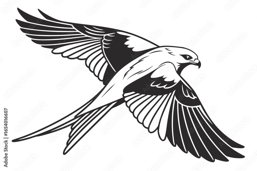 Naklejka premium Illustration of a kite bird soaring in the sky isolated on white background