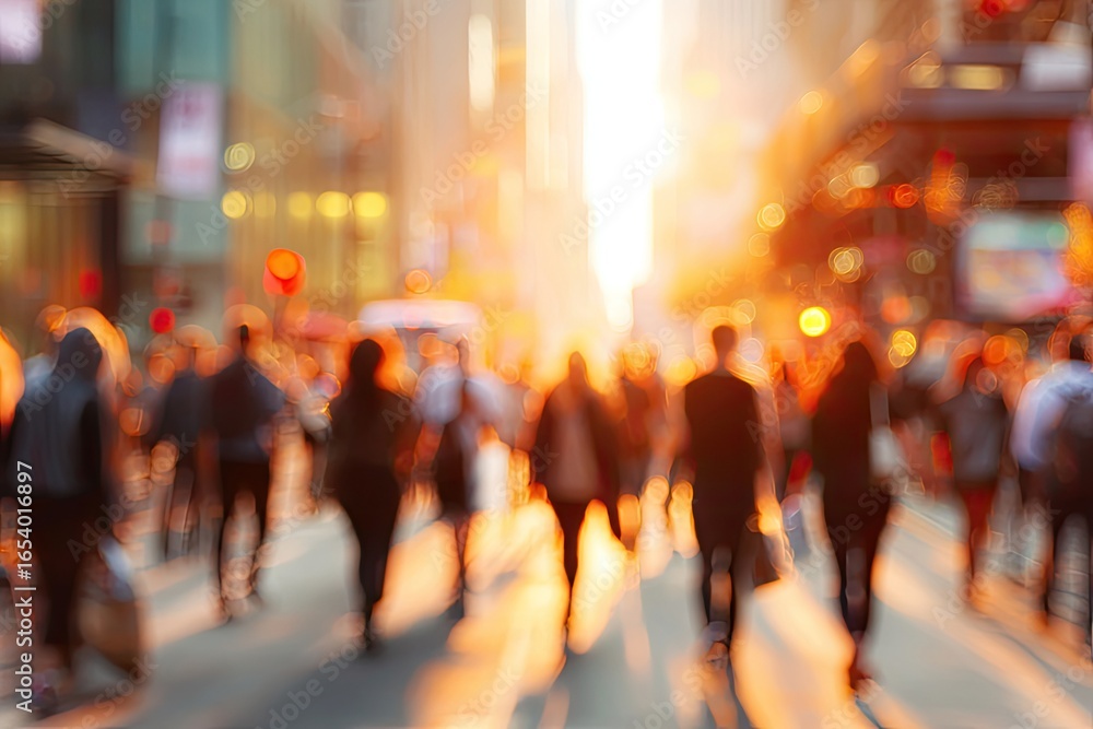 Obraz premium City rush hour, blurred silhouettes