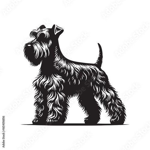 Elegant Miniature Schnauzer vector silhouette showcasing distinctive beard, wiry coat, and compact stance, perfect for pet lovers, dog breed art, design, prints, and creative projects.
