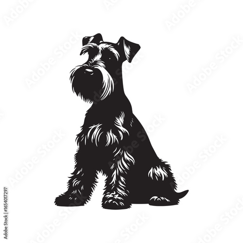 Elegant Miniature Schnauzer vector silhouette showcasing distinctive beard, wiry coat, and compact stance, perfect for pet lovers, dog breed art, design, prints, and creative projects.
