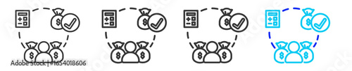payment initiation icon set collection in creative outline style for business featuring multiple thickness variations suitable for fintech payment service provider integration open banking solutions