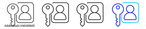 account access icon set collection in creative outline style for business featuring multiple thickness variations suitable for fintech payment service provider integration open banking solutions