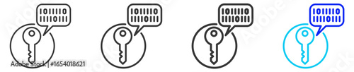 data encryption icon set collection in creative outline style for business featuring multiple thickness variations suitable for fintech payment service provider integration open banking solutions