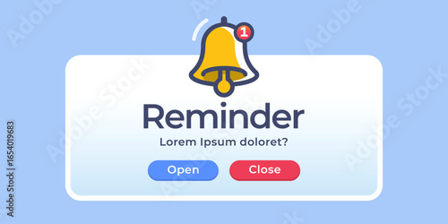 Reminder notification vector design. Notifications page. Business planning ,events, reminder and timetable. Alert notification with notification bell. Important reminder. Vector Illustration.
