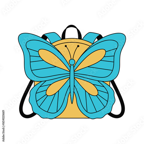Cute Blue Butterfly Backpack for Kids  Girls School Bag Cartoon Illustration