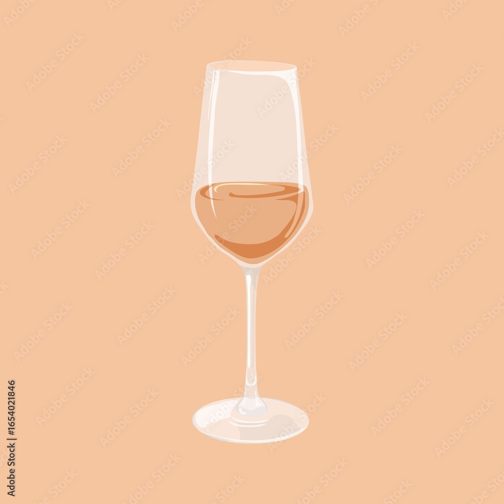White wine glass, drink illustration design