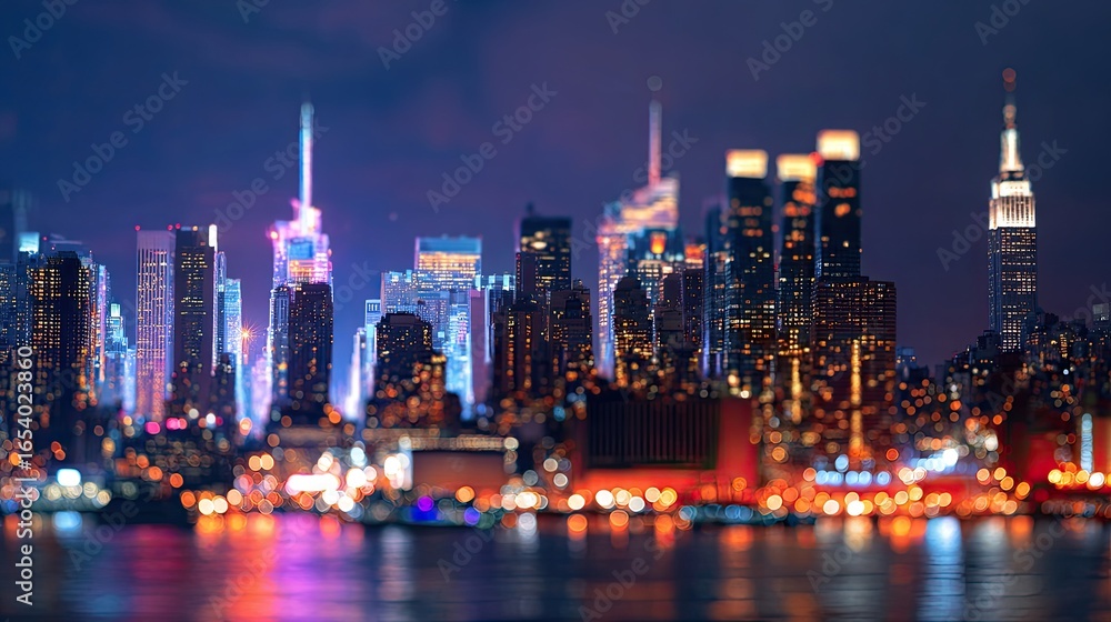 Fototapeta premium Blurry cityscape at night (1)