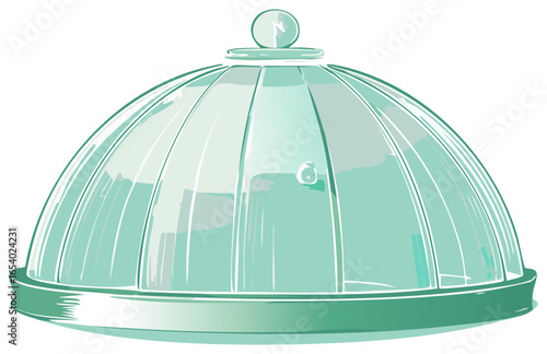 Stylish glass cloche dome with handle for food cover or decorative display