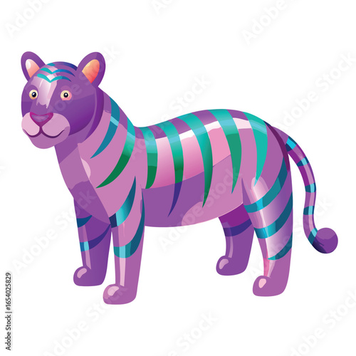 A striped zebra is a wild mammal with black and white tiger