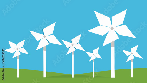 wind turbine on blue background