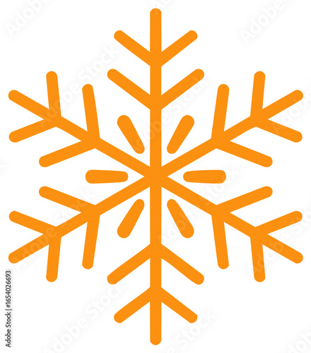 Bold Orange Snowflake Icon Symbolizing Winter and Cold Weather
