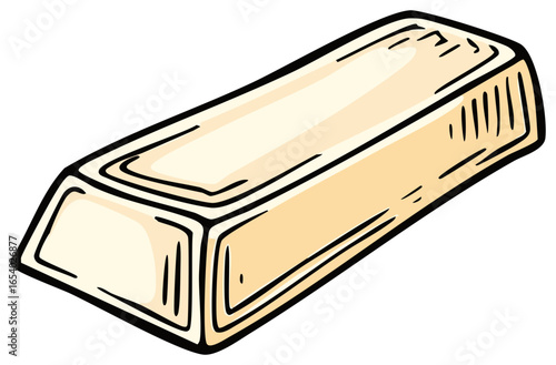 Cartoon illustration of a gold bar on a white background