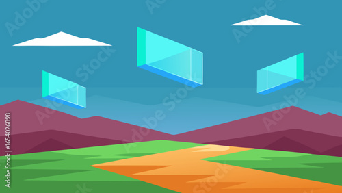 Witness a Landscape of Floating Transparent Sheets of Color