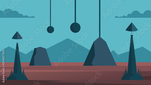Witness a Landscape of Giant Still Stone Pendulums Standing Upright