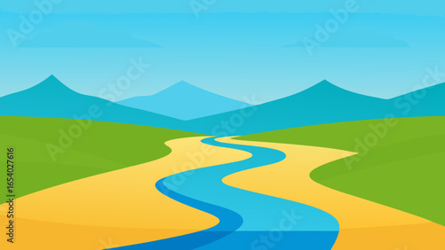Witness a Landscape Where a Calm River Flows Perfectly Straight