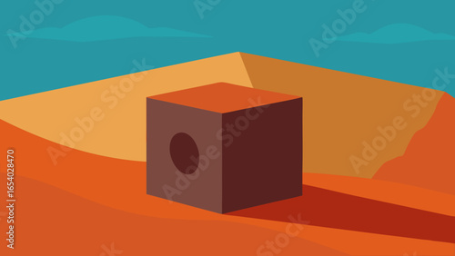 Explore a Massive Hollow Cube Resting in a Desert Landscape