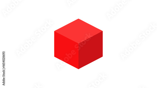 Discover a Red Cube Resting on a Wide Featureless Plain Landscape