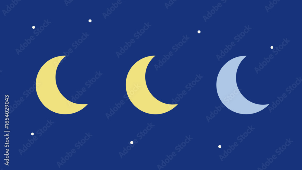 Naklejka premium Explore a Sky with Three Perfect Crescent Moons in a Celestial Row