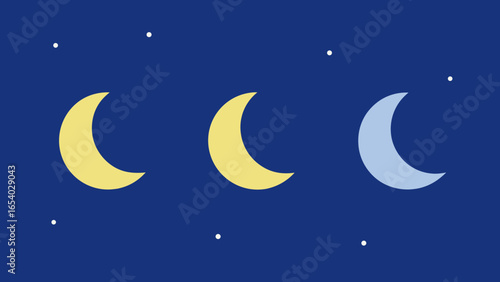 Explore a Sky with Three Perfect Crescent Moons in a Celestial Row
