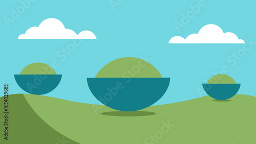 Discover a Fantasy World with Giant Smooth Overtturned Hills Landscape