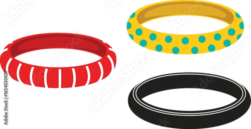 Colorful bangle bracelets fashion jewelry accessories vector art