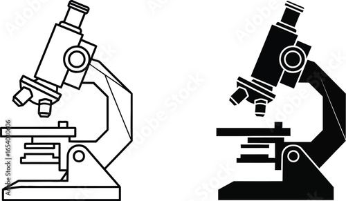 Microscope vector illustration science lab equipment outline
