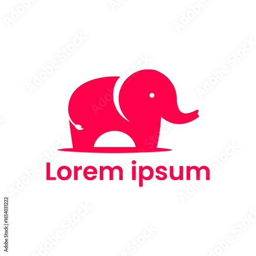Funny and cute elephant logo, vector