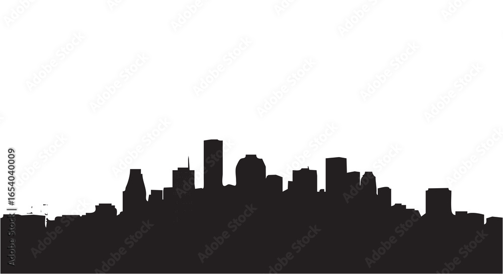 Naklejka premium Silhouette of Houston city skyline featuring multiple skyscrapers and modern urban architecture