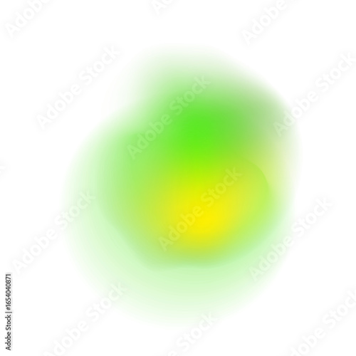 Irregular dynamic gradient blur shape. Vector organic liquid figure. Glow yellow and green blob with translucent form. Uneven y2k organic fluid spot. Abstract figure with gradation.