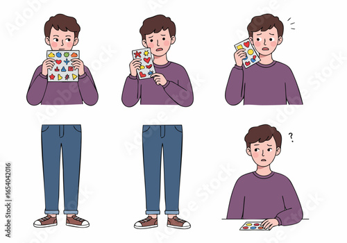 Young man struggling with choices, emotions, or symbols, depicting confusion and decision-making challenges.
