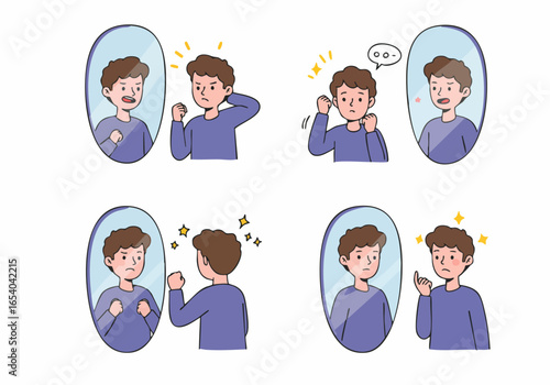 Man's Self-Reflection: Navigating Internal Conflict and Emotions Through Mirror Interactions