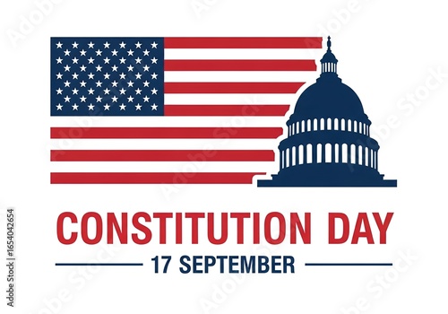 Wallpaper Mural American Constitution Day celebration graphic with United States flag and Capitol dome Torontodigital.ca