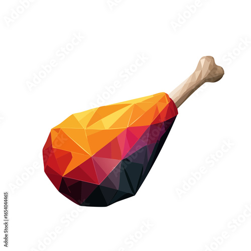 Modern geometric vector illustration of a turkey drumstick