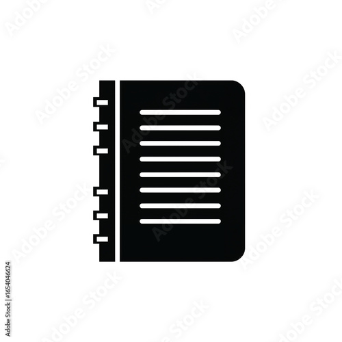 Notepad Icon Simple Black and White Design for Notes and Planning