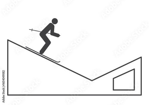 sport man on alpine mountain ski icon