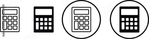 Calculator icon set symbols, calculator counting sign and. Vector design template, calculator vector sign collection illustration,
