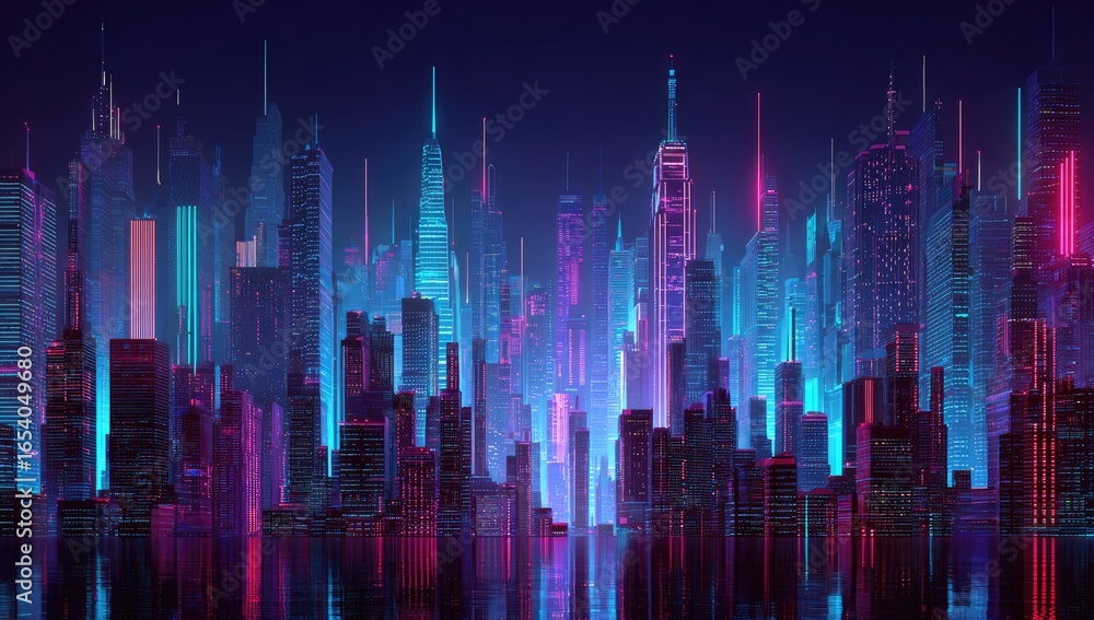 Fototapeta premium Futuristic cityscape at night (5)