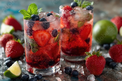Refreshing berry cocktail with fresh fruit garnishes for summer celebrations and vibrant gatherings