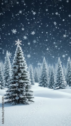 Wallpaper Mural Winter Forest Snowfall at Night Realistic Christmas Tree Backdrop Torontodigital.ca
