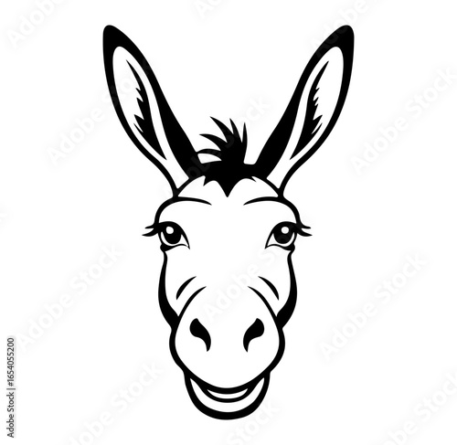 simple donkey face black and white silhouette illustration