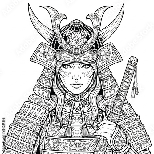 illustration of a samurai woman with a katana in her hand
